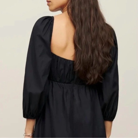 Reformation Farley Babydoll Mini Dress Whimsigoth Cottage Core Black Size 6 - Picture 6 of 15